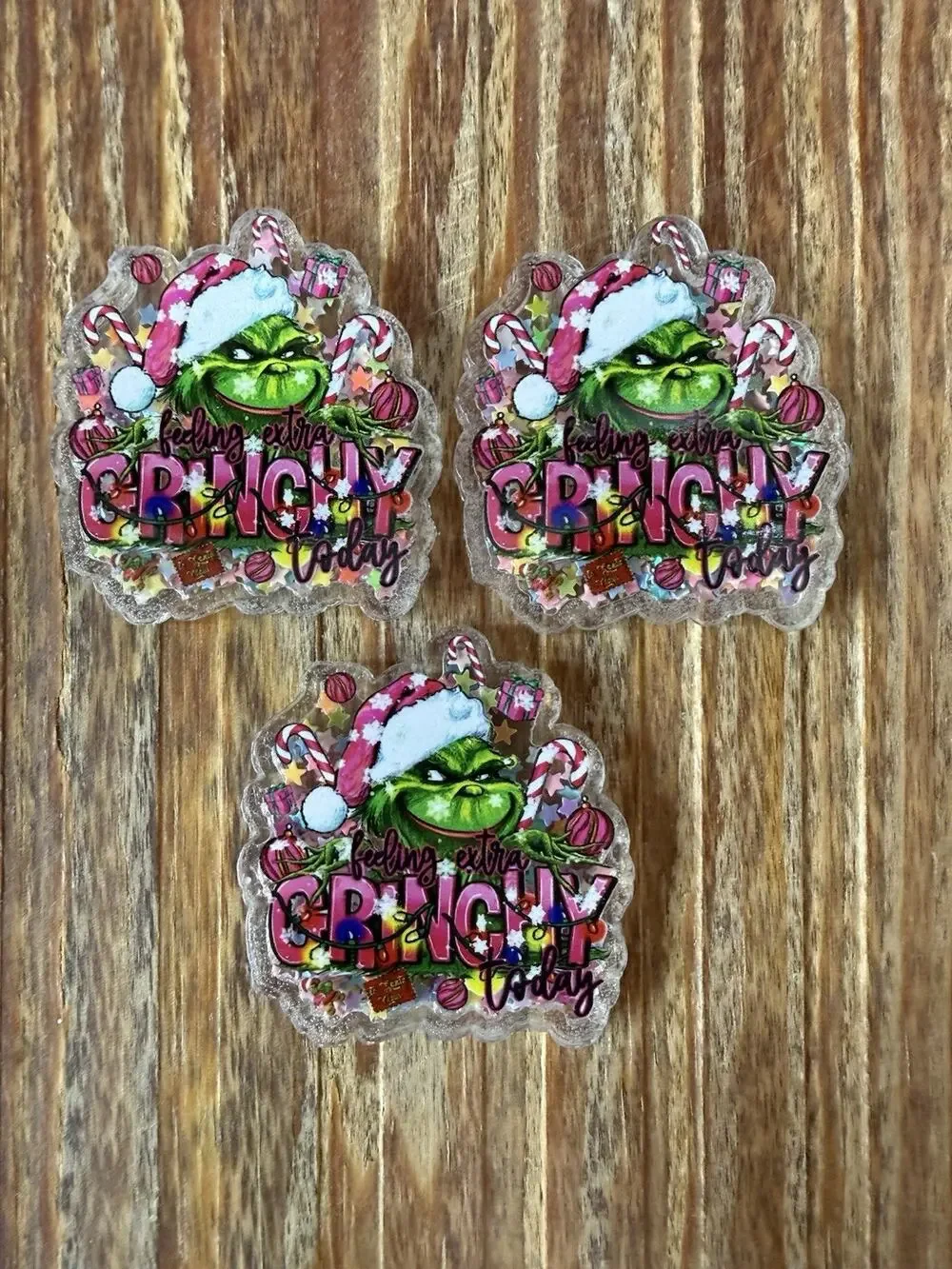 3 Pc Feeling Extra Grinchy Acrylic Flatbacks
